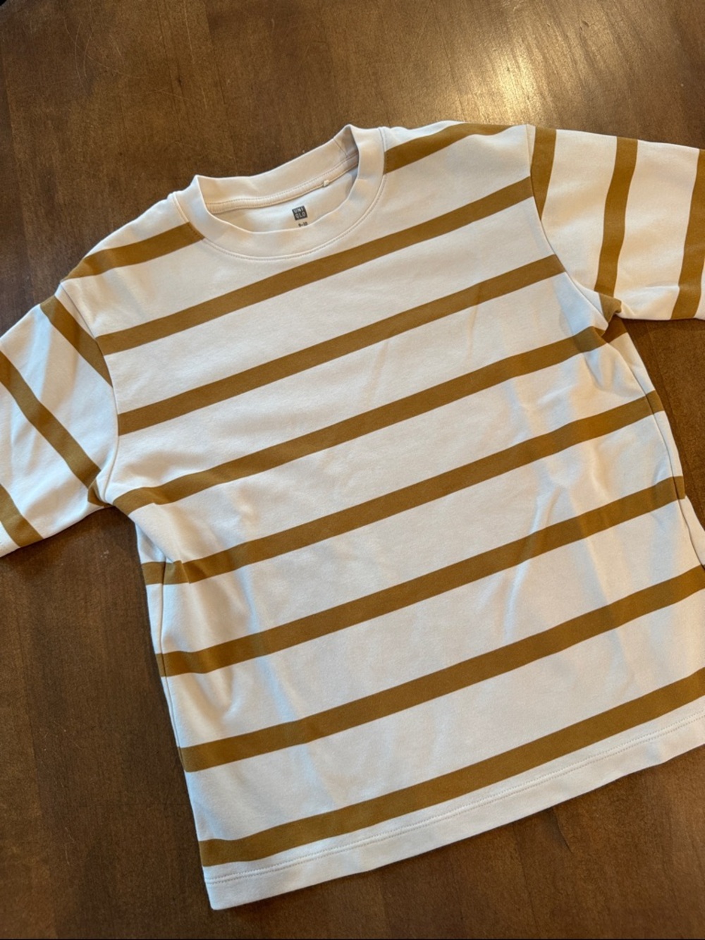Uniqlo Kids Short-Sleeve Striped Tee in White & Mustard